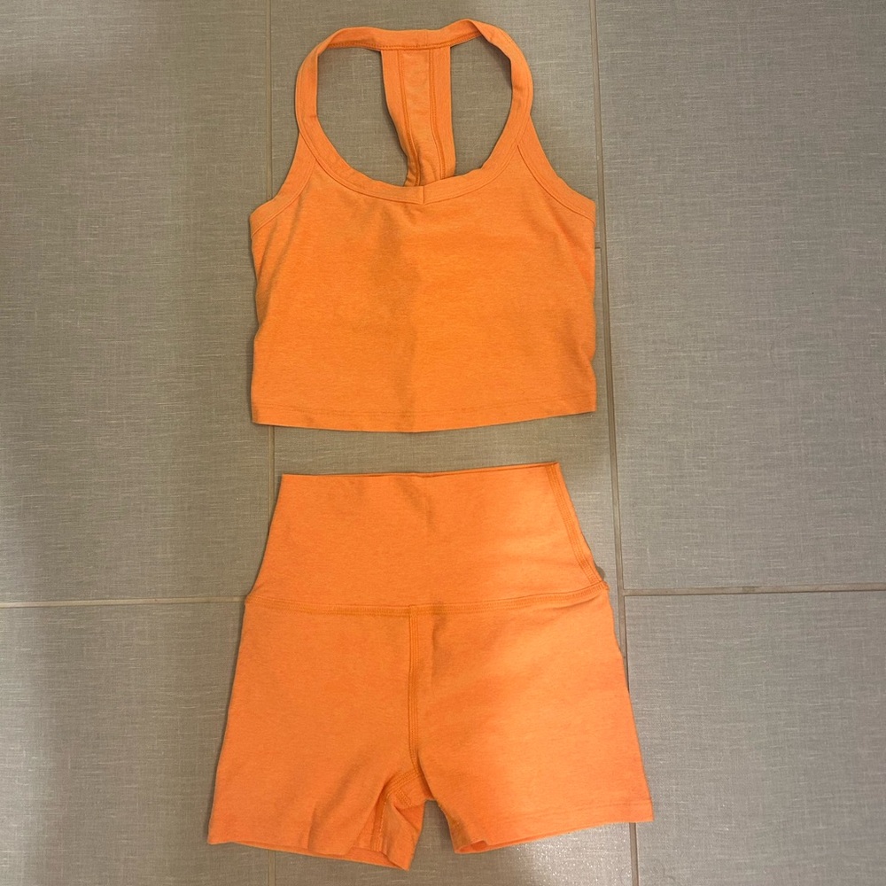 Beyond Yoga Vibrant Orange Athletic Workout Set